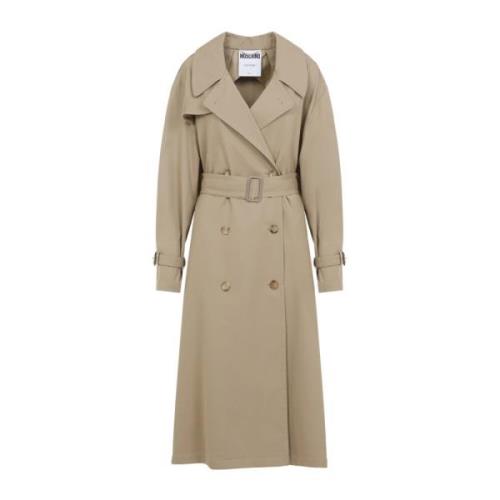 Beige Katoen Nylon Jas Moschino , Beige , Dames