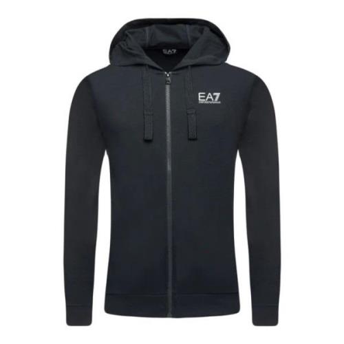 Blauwe Nacht Hoodie met Rits Emporio Armani EA7 , Blue , Heren