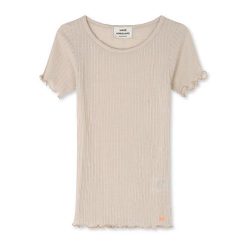 Krøllede Kanter T-Shirt Oatmeal Melange Mads Nørgaard , Beige , Dames