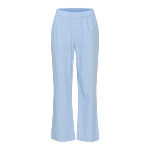 Chambray Elastische Taille Wijde Pijpen Broek Saint Tropez , Blue , Da...