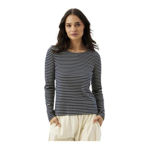 Gestreept T-shirt met lange mouwen Navy IN Front , Multicolor , Dames