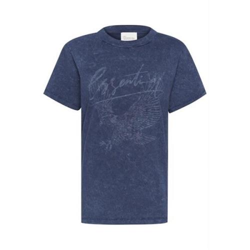 Cool Print Tee Top Donkerblauw My Essential Wardrobe , Blue , Dames