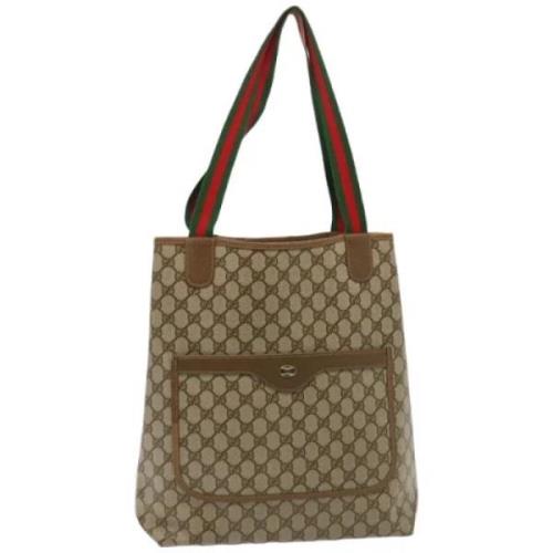 Pre-owned Leather totes Gucci Vintage , Beige , Dames