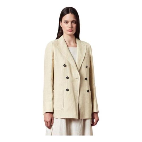 Linnen Dubbel-Borst Jas Massimo Alba , Beige , Dames