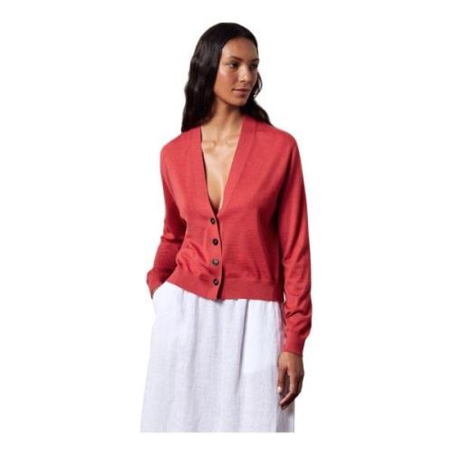 Zomer Cashmere Vest met Ribboorden Massimo Alba , Red , Dames