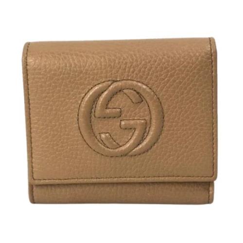 Pre-owned Leather wallets Gucci Vintage , Beige , Dames