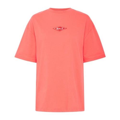 Sportieve Tee Blouse met Logo Ball , Pink , Dames