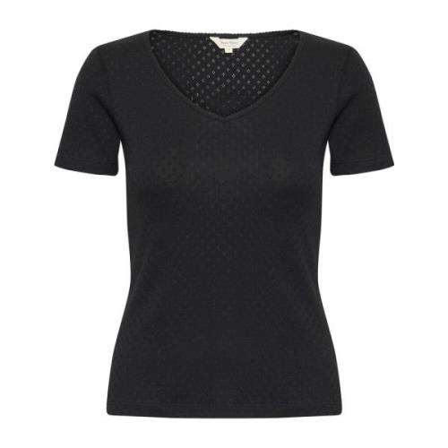 Zwarte V-hals T-shirt Junepw Part Two , Black , Dames