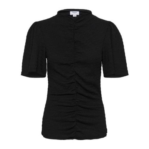 Elegante Gerimpelde Zwarte Blouse Saint Tropez , Black , Dames