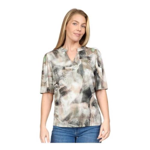 Abstract Print Beige Blouse Sensa.Sp24 2-Biz , Multicolor , Dames