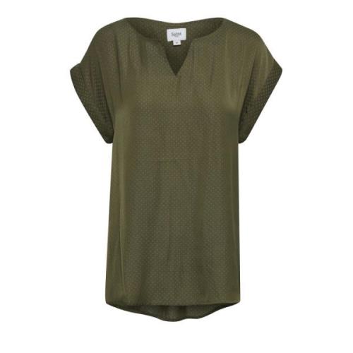 Army Green Polkadot Blouse Saint Tropez , Green , Dames