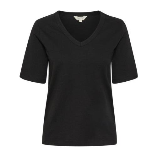 Zwarte Biologisch Katoen V-Hals T-Shirt Part Two , Black , Dames