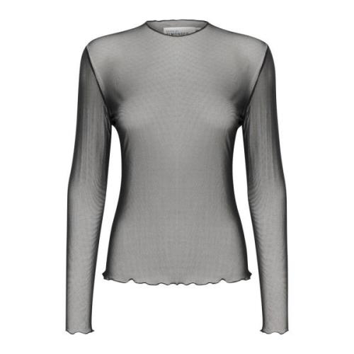 Eenvoudige Mesh Top met Lange Mouwen Karen by Simonsen , Black , Dames