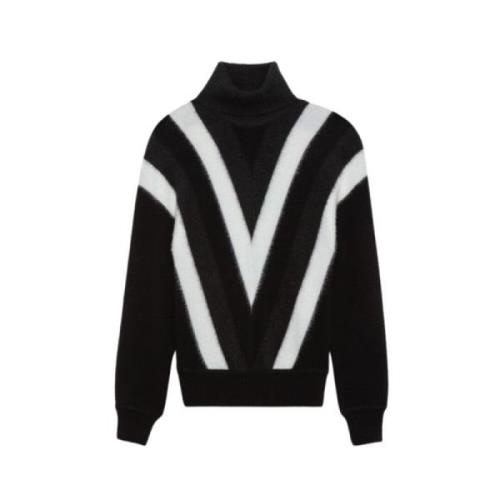 Zwarte Chevron Wol Coltrui Saint Laurent , Black , Heren