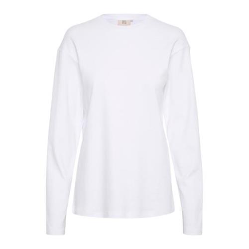 Bright White Lange Mouw Tee Lounge Nine , White , Dames