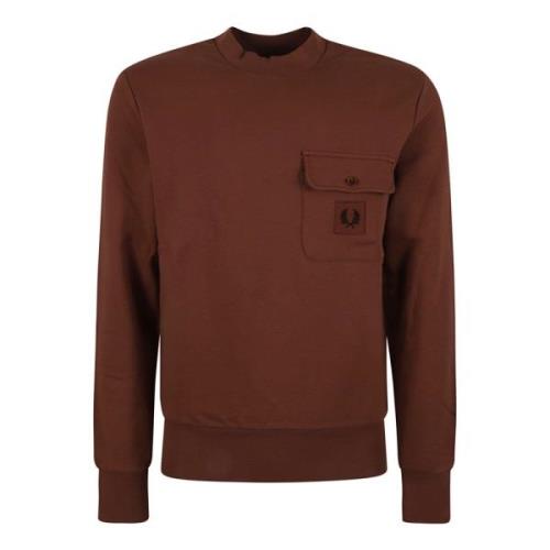 Crewneck Sweatshirt met Badge Fred Perry , Brown , Heren