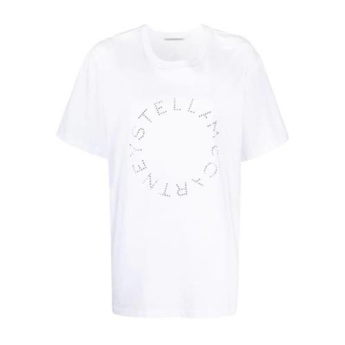 Rhinestone Logo T-shirt Stella McCartney , White , Dames