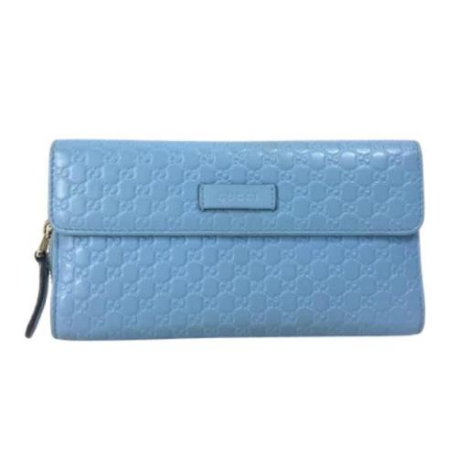 Pre-owned Leather wallets Gucci Vintage , Blue , Dames