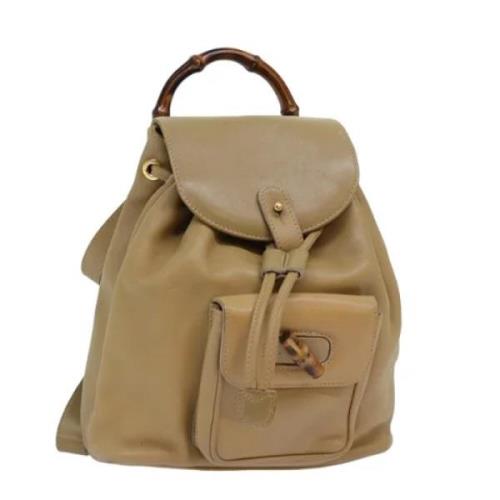 Pre-owned Leather backpacks Gucci Vintage , Beige , Dames