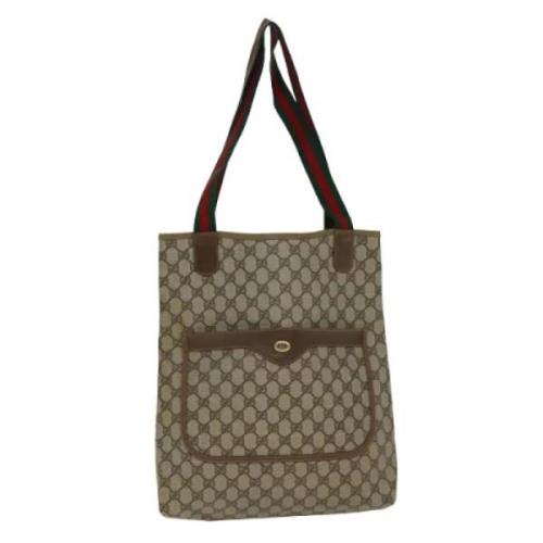 Pre-owned Leather totes Gucci Vintage , Beige , Dames