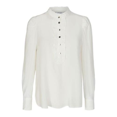 Feminine Off-White Blouse met Ruchedetails Freequent , White , Dames