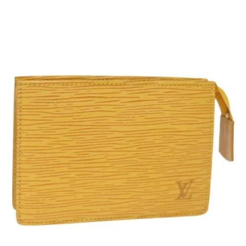 Pre-owned Leather pouches Louis Vuitton Vintage , Yellow , Dames