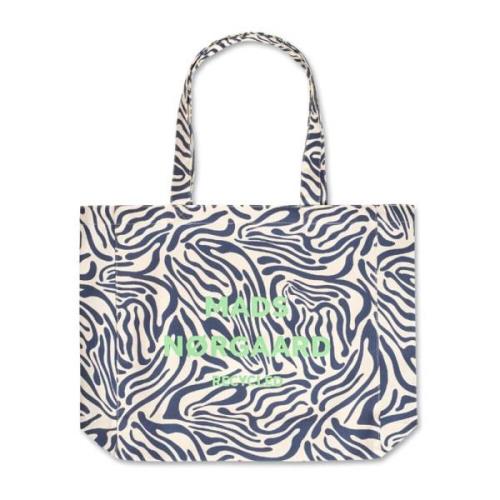 Blauwe Zebra Print Shopper Tas Mads Nørgaard , Multicolor , Dames