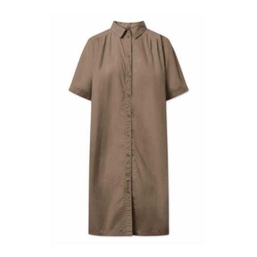 Garment Dyed Poplin Jurk Bruin Rue De Tokyo , Brown , Dames