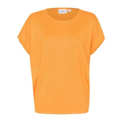 Abrikoos Melange Gebreide Trui Saint Tropez , Orange , Dames