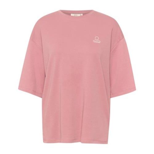 Nostalgia Rose Boxy Tee Top Lounge Nine , Pink , Dames