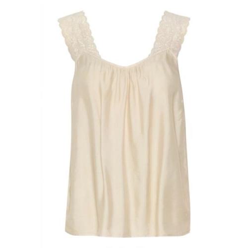 Sleeveless Tops Cream , Beige , Dames