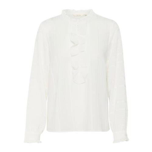 Vrouwelijke Blouse met Ruchedetails Cream , White , Dames