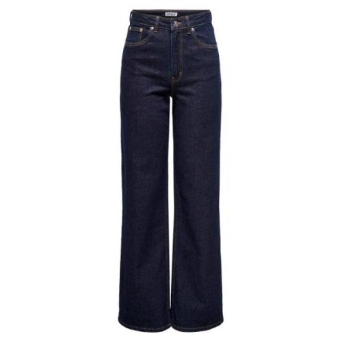 Juicy Wide Rinse Denim Jeans Only , Blue , Dames