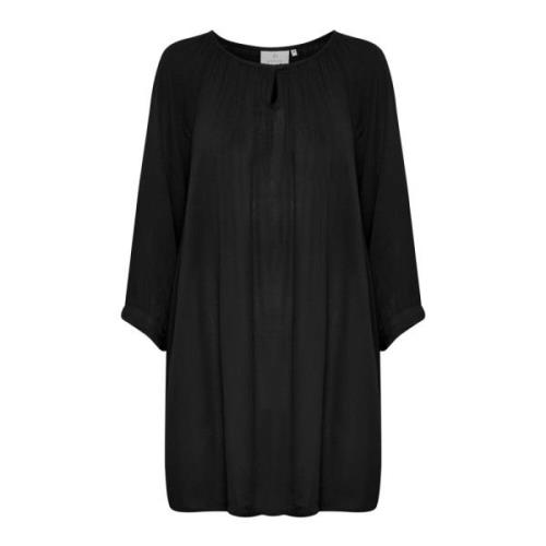 Amber Tunic Top Zwart Viscose Kaffe , Black , Dames