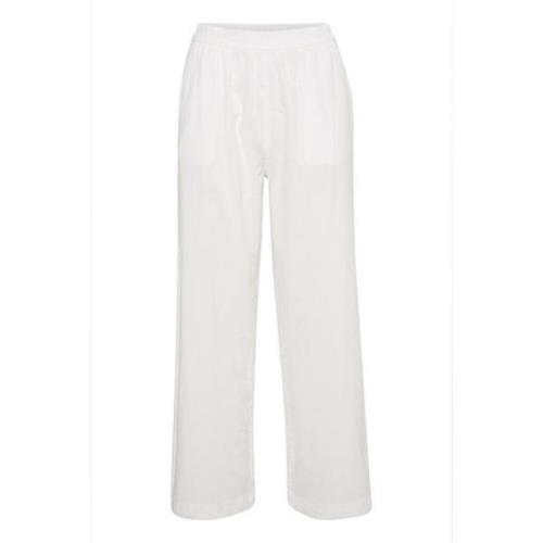 Wijde Pijp Hoge Taille Broek Kaffe , White , Dames