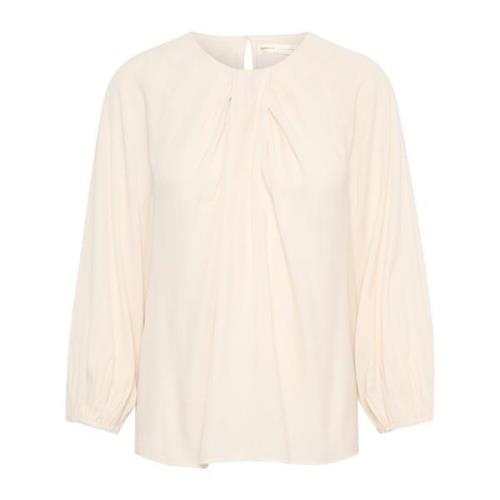 Gedrapeerd Whisper White Blouse InWear , White , Dames