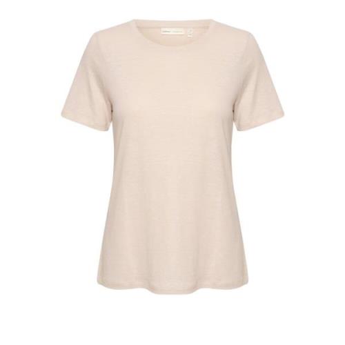 Eenvoudige Ronde Hals T-shirt Top InWear , Beige , Dames