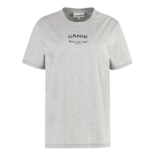 Biologisch Katoenen T-Shirt Ganni , Gray , Dames