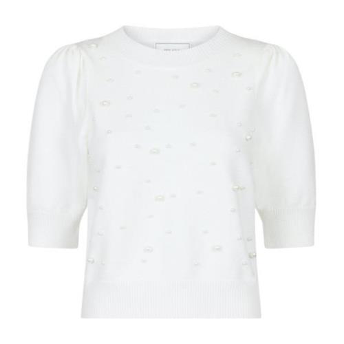 Zachte parel gebreide tee top Neo Noir , White , Dames