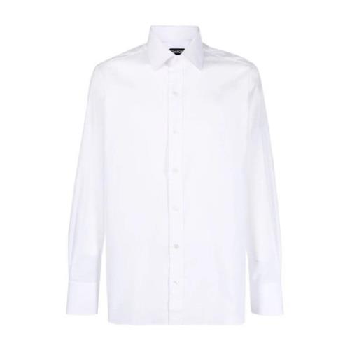 Poplin Slim Fit Overhemd - Maat 41, Wit Tom Ford , White , Heren