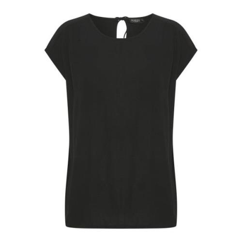 Zwarte losvallende top met striknek Soaked in Luxury , Black , Dames