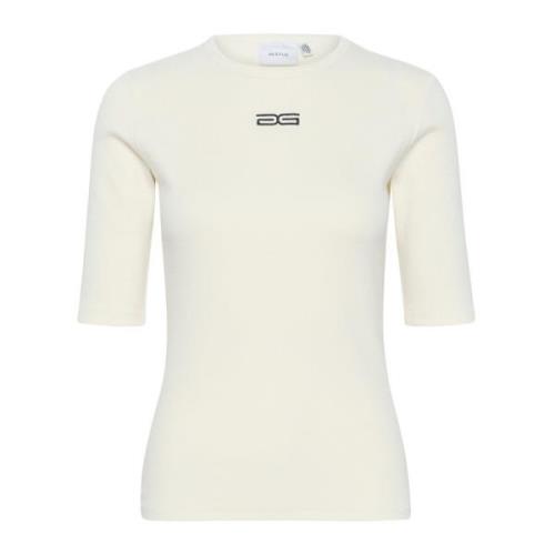 Half Sleeve Logo Top Birch Gestuz , White , Dames