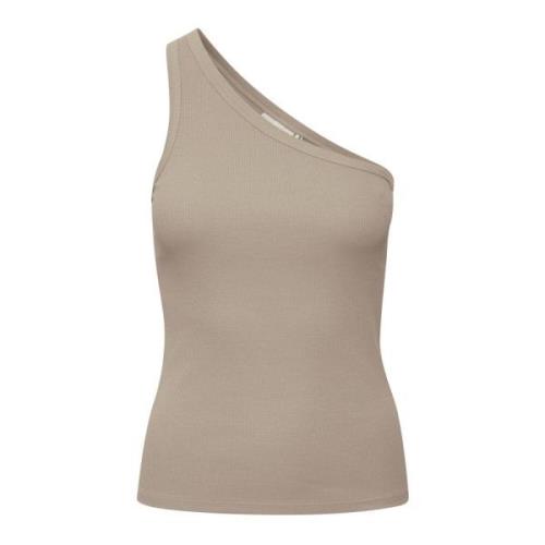 Stijlvolle One-Shoulder Top Gestuz , Beige , Dames