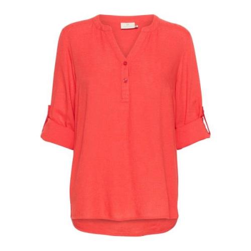 Eenvoudige Blouse Top T-Shirt Cayenne Kaffe , Red , Dames