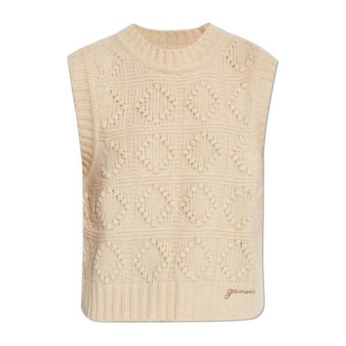 Vest met ronde halslijn Ganni , Beige , Dames