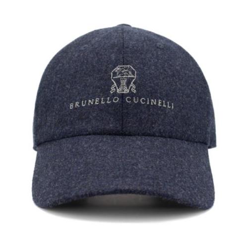 Sportieve Baseballpet van Fijne Materialen Brunello Cucinelli , Blue ,...