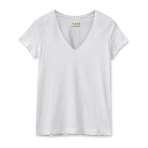 Klassieke Organische V-Hals Tee Wit MOS Mosh , White , Dames