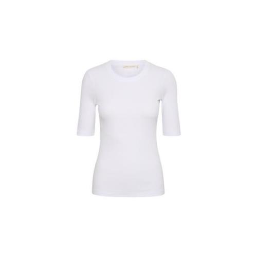 Dagna T-Shirt - Basic Geribbeld Katoenen Shirt InWear , White , Dames