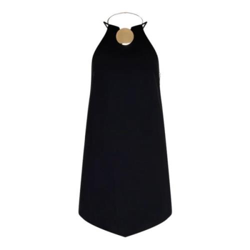 Zwarte Georgette Jurk met Metalen Halslijn Simona Corsellini , Black ,...