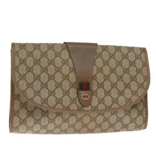 Pre-owned Leather clutches Gucci Vintage , Beige , Dames